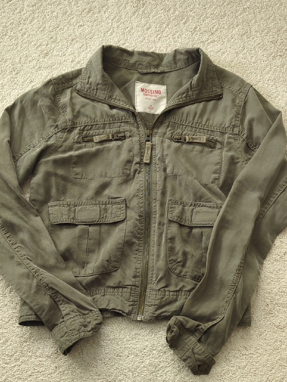 Mossimo Olive Green Lightweight Utility Jacket XS